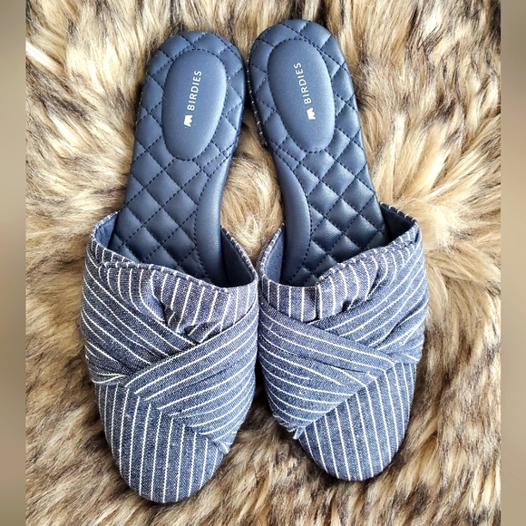 Birdies Shoes Birdies Songbird Mule Slide Slip On Shoe Navy Blue